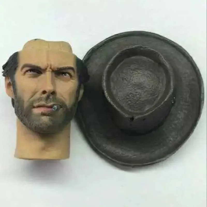 Oeste Cowboy 1/6 Escala de Clint Eastwood Head Sculpt com Tampa de Modelo para 12em Figura de Ação do Brinquedo Coleção