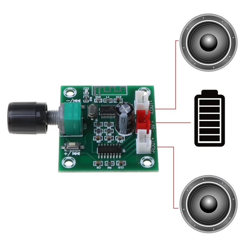 XH-A158 Ultra-clear 5W*2 Bluetooth 5.0 de Baixa Potência Amplificador Conselho PAM8403 DIY sem Fio de alto-Falante Amplificador