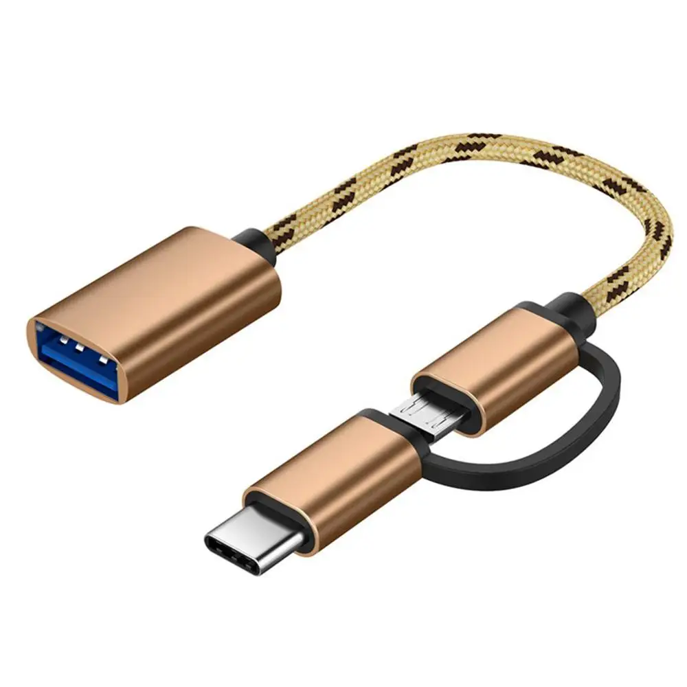 2 em 1-Tipo C Masculino + Micro USB Macho Para USB 3.0 Fêmea do Cabo de Interface Adaptador OTG Rápido de transferência de data, Cabo frete Grátis