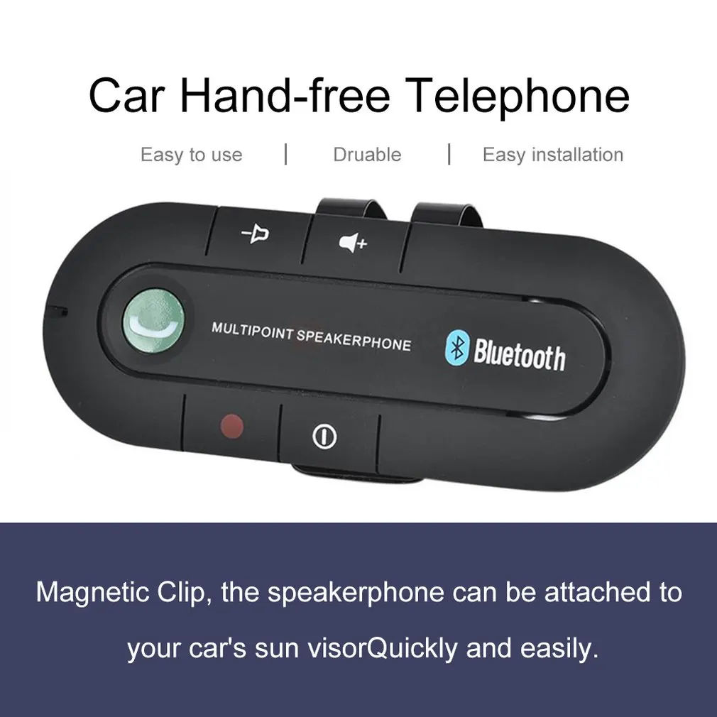 Compatíveis com Bluetooth, Kit mãos livres para veículo sem Fio de Telefone de alto-Falante Leitor de Música MP3 a Viseira de Sol do Clipe de viva-Voz com Carregador de Carro
