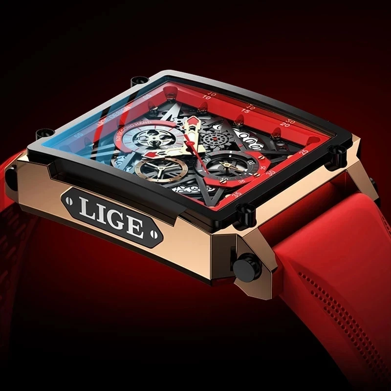2021 LIGE Homens Relógios Impermeável de melhor Marca de Luxo de Silicone Praça de Esporte Relógio de Quartzo do Relógio Masculino Relógio Masculino Montre Homme