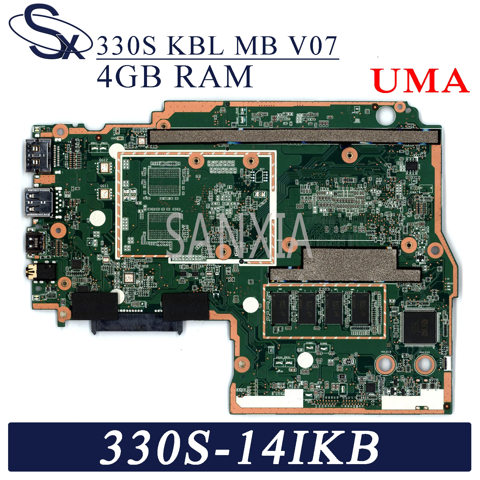 KEFU 330S_KBL_MB_V07 Laptop placa-mãe para o Lenovo Ideapad 330S-14IKB original da placa-mãe 4GB-RAM I3-7020U UMA