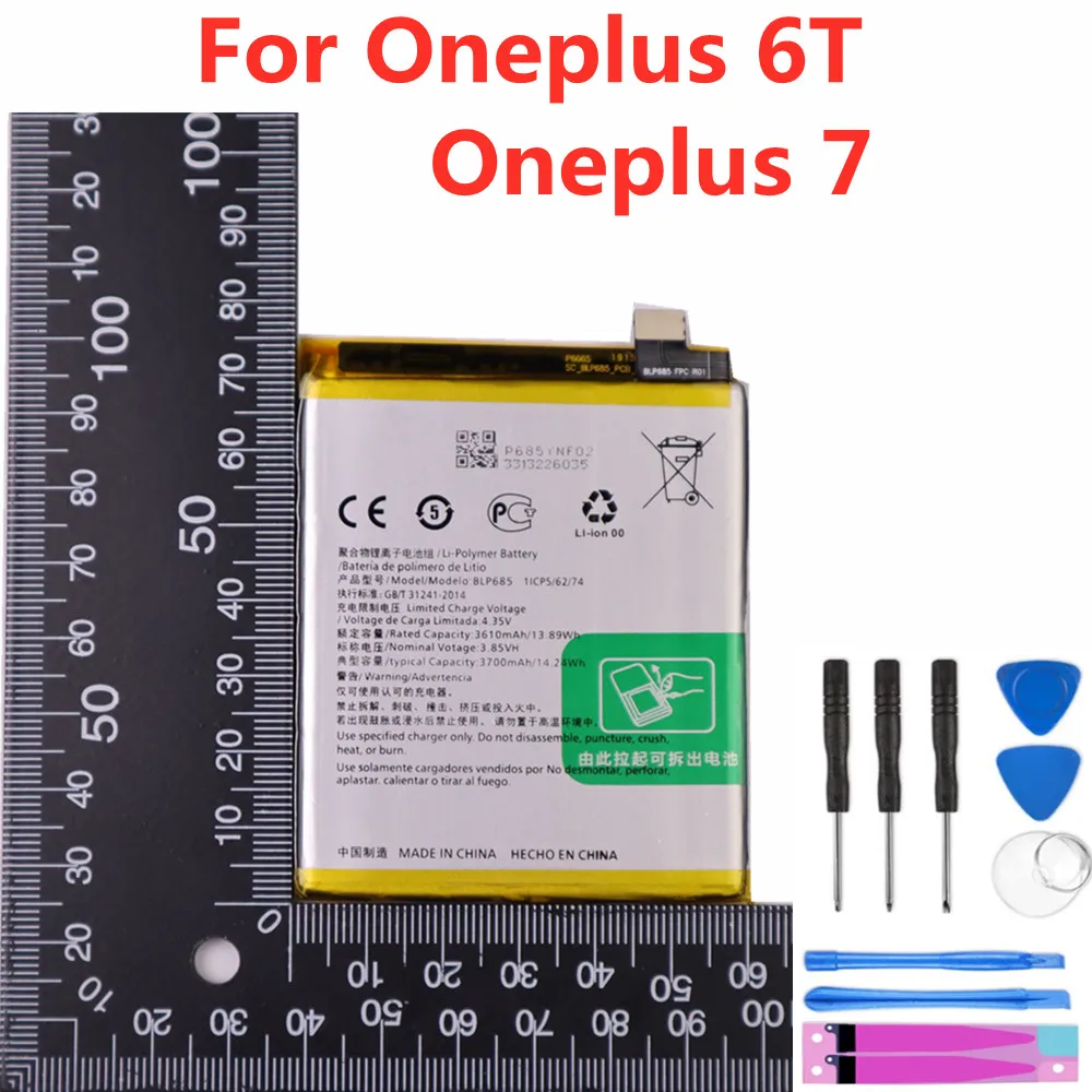 Para o Telefone Móvel Original Oneplus 6T / Oneplus 7 Bateria BLP685 3700mAh de Alta Capacidade, como Um e Substituição de Baterias + Ferramentas