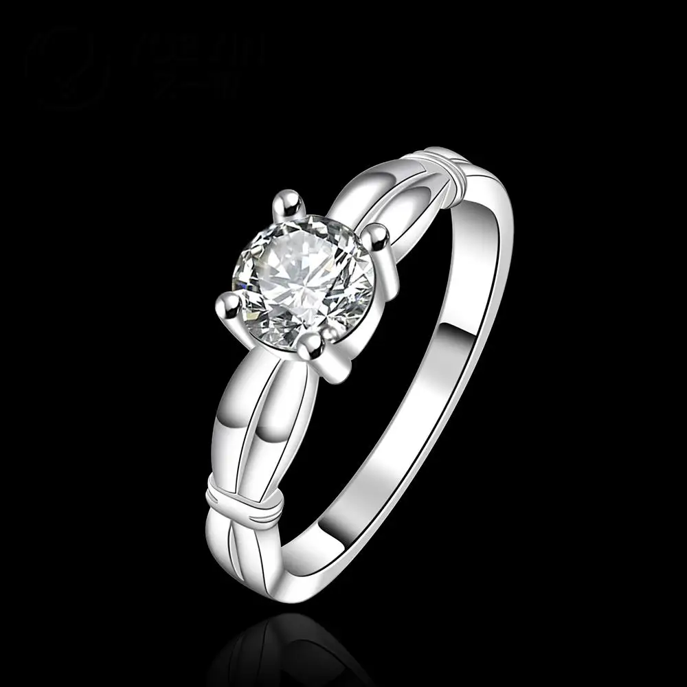 Zircão anéis Atacado banhado a prata anéis para as mulheres, festa de casamento, moda jóias Aniversário de Níquel livres