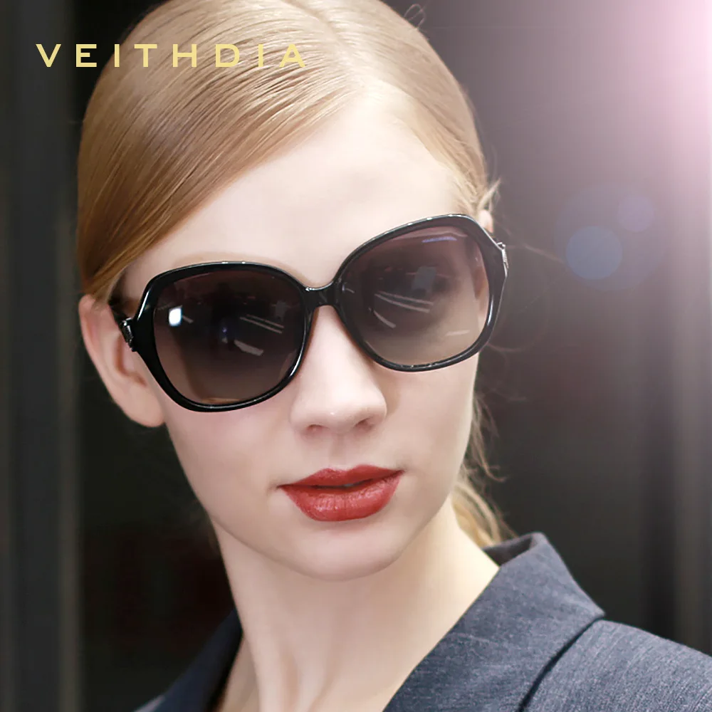 VEITHDIA Mulheres de óculos de Sol Polarizados da Lente do inclinação de Luxo Senhoras Designer de Óculos de sol Óculos de Acessórios Para Mulheres 3068