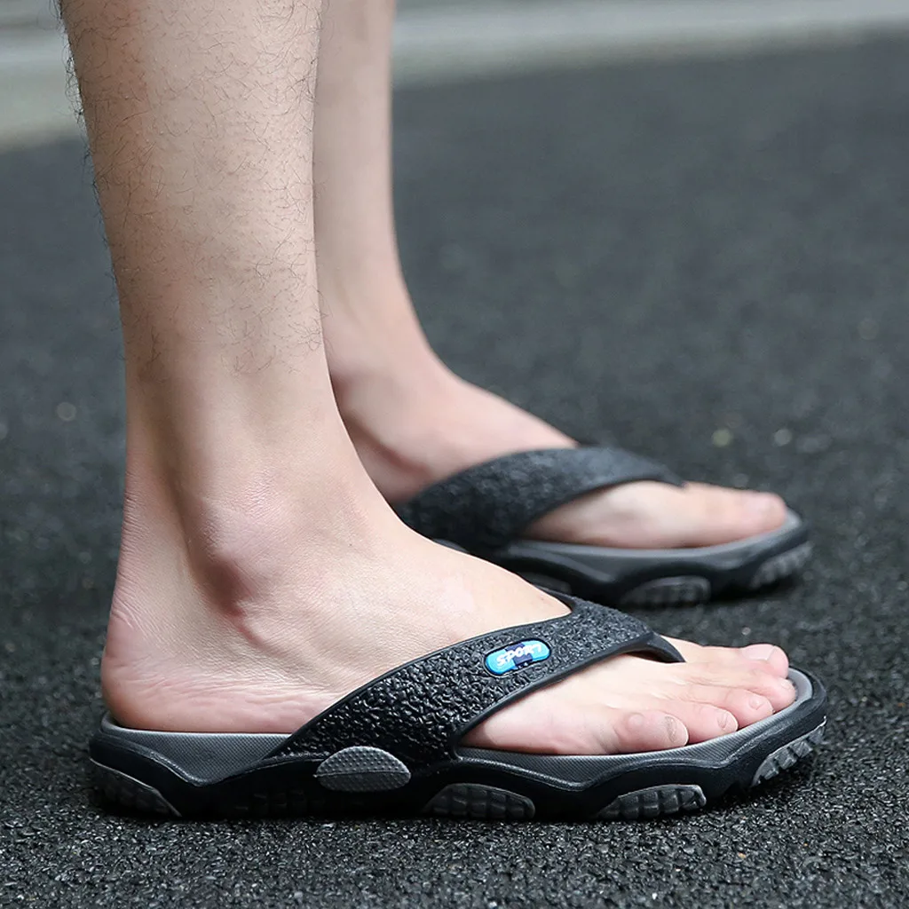 O verão masculino de Dedo do pé Aberto, Chinelos de Moda Praia, Sapatos de Massagem casa de Banho Flip-Flops chinelos de quarto men#ew