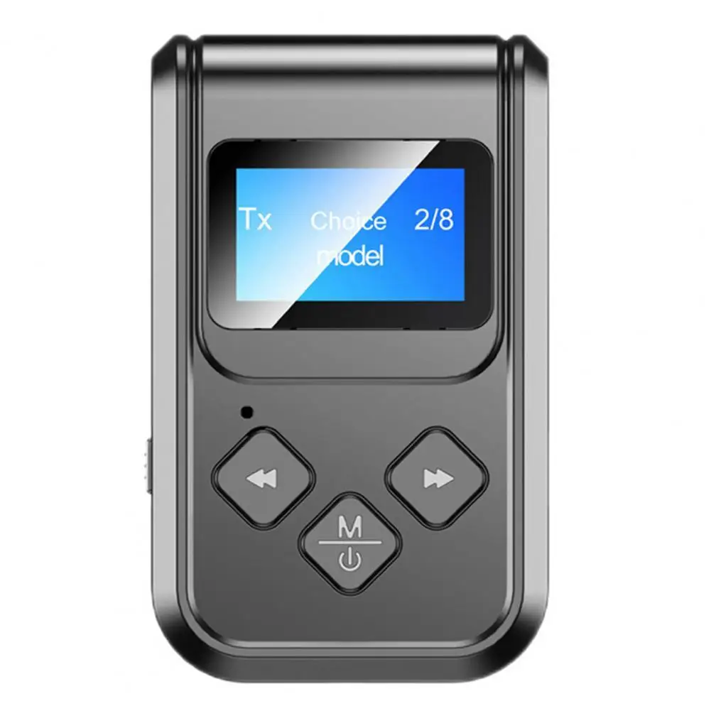 2-em-1 Bluetooth 5.0 Receptor Transmissor Tela LCD de Mãos Livres Chamada de Adaptador de Bluetooth do Carro Adaptador de Áudio