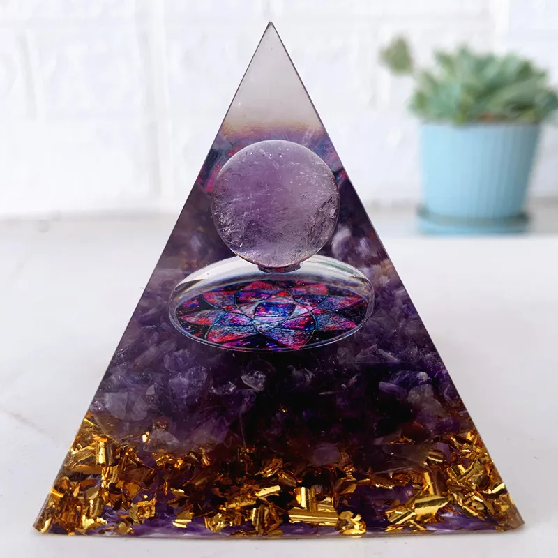 Pedra Natural ametista crystalEnergy Gerador de Orgone Pirâmide para o E-Energia de Proteção de meditação de Cura orgonite cristal chakra