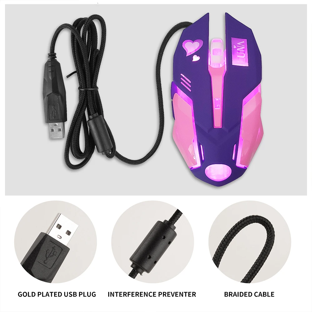 Jogo do Rato Recarregável com Fio Mouse em Silêncio 3200 Ergonômico RGB com Retroiluminação LED multicolor Receptor USB Mouse Para Computador Portátil