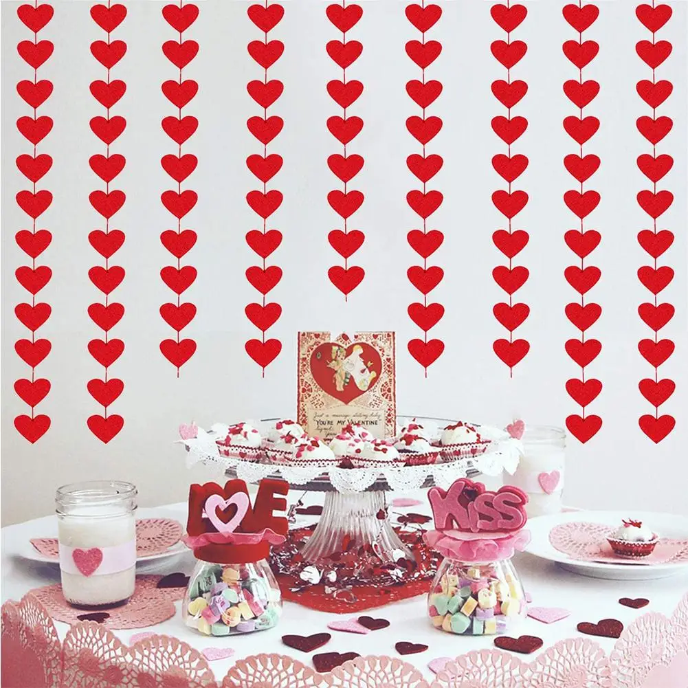 Corações vermelhos Garland DIY do Dia de são Valentim Seqüência de Suspensão Garland Dia de Aniversário de Casamento, Festa de Aniversário, Decoração