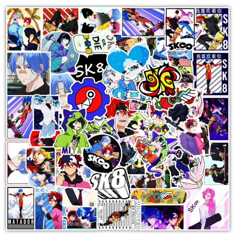 10/30/50PCS Anime de SK8 Infinito de Skate Cartoon Etiquetas de Bagagem de Viagem de Guitarra Geladeira Portátil DIY Garoto de Brinquedo Impermeável Kawaii Adesivo