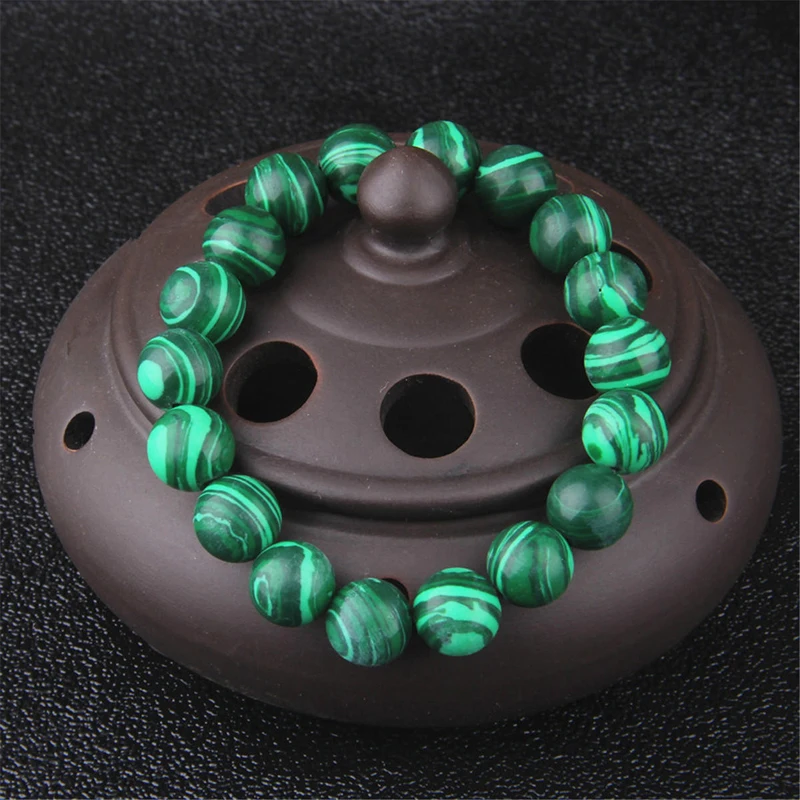 A Moda de alta Qualidade Verde de Malaquita Homens Pulseiras&Pulseira para Mulheres de Cristal da Pulseira Budista esferas de Presente de Aniversário