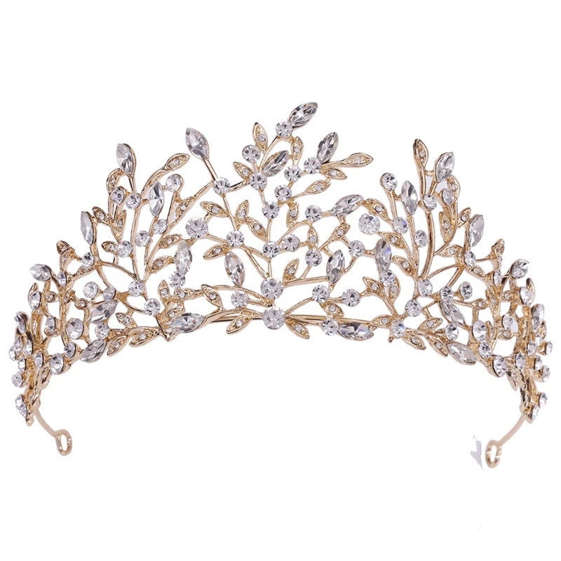 U90E de Casamento Nupcial Tiara de Strass de Cristal da Folha de Cabelo Aro Vintage Hairband para a Festa de Formatura do Traje de Halloween Headpieces