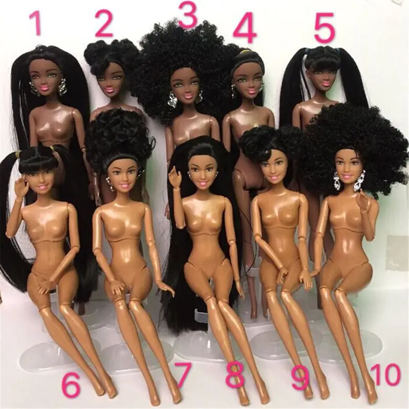 Crianças Brinquedos Do Bebê Africano Boneca Boneca Americana Acessórios Corpo 12 Juntas De Cabeça Em Pé Mover-Africano Menina Negra Presente Fingir Brinquedo