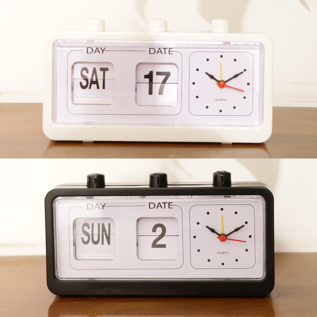 Blesiya Retro Relógio Flip Display Com Data e Hora para a área de Trabalho Sala de estar