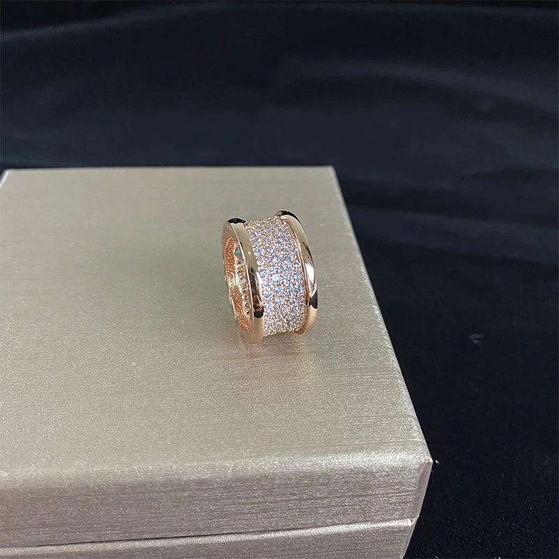 Clássico e elegante anel de cerâmica rosa de ouro mulheres original do anel de noivado de presente para a namorada